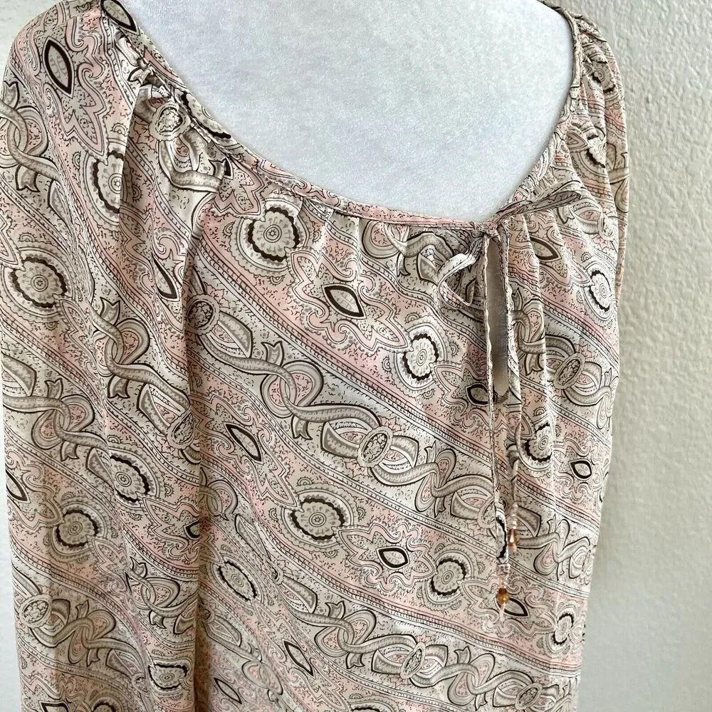 Ann Taylor Loft Light Pink Floral Blouse Shirt Women Size 10 Paisley Print Sheer